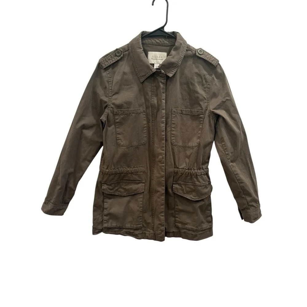 Hinge Utility Jacket Cargo Style Adjustable Waist Sz Small Military Olive